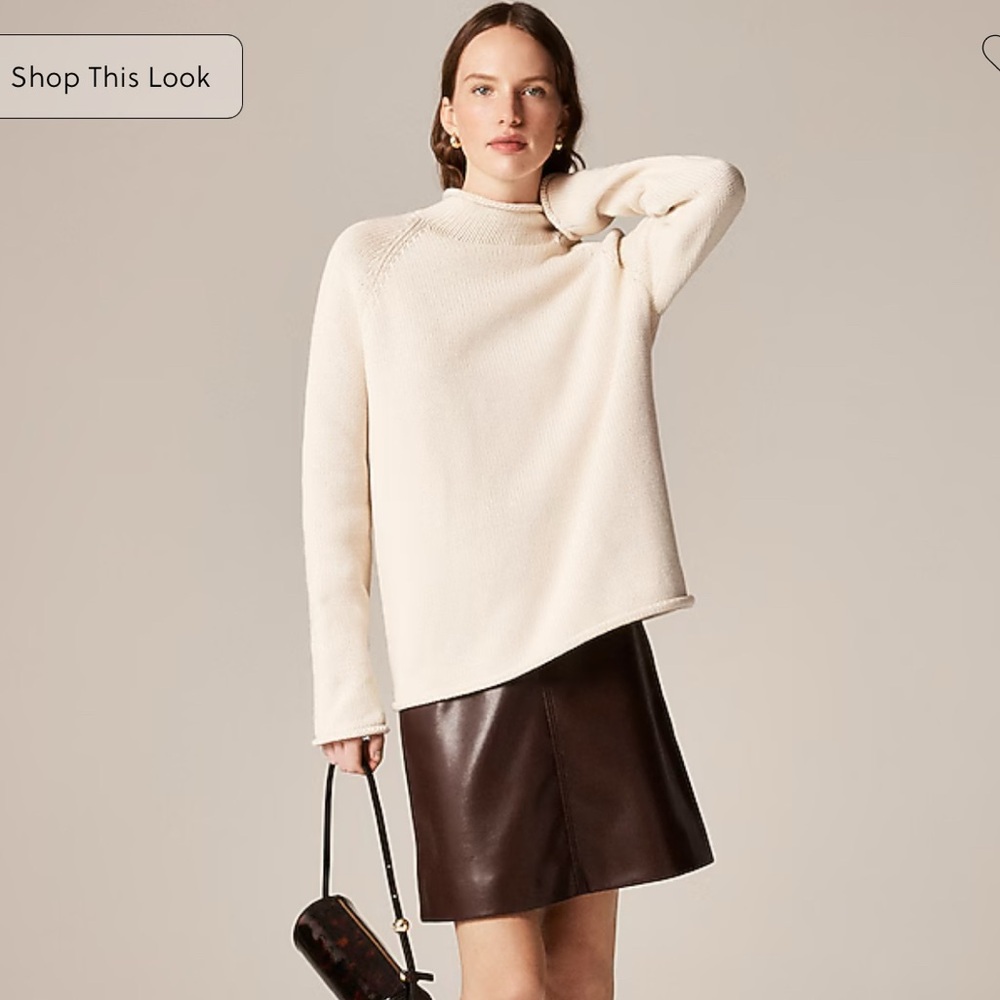 J Crew Roll Neck 1988 Cotton Sweater in Cream L